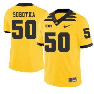 Men's Iowa Hawkeyes Jacob Sobotka #50 2019 Alternate Gold College Jerseys 276187-465