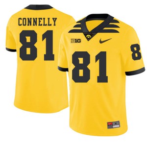 Mens Iowa Hawkeyes Kyle Connelly #81 2019 Alternate Gold Embroidery Jerseys 184201-353