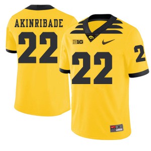 Mens Iowa Hawkeyes Toks Akinribade #22 2019 Alternate Alumni Gold Jerseys 447294-256