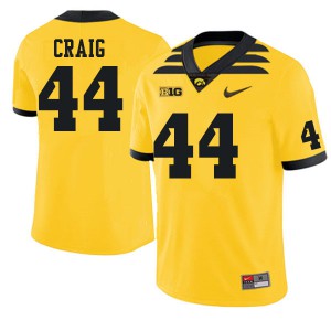 Mens Iowa Hawkeyes Deontae Craig #44 Gold Embroidery Jersey 162674-111