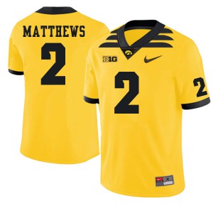 Mens Iowa Hawkeyes Quavon Matthews #2 Gold College Jersey 326114-210