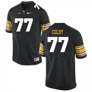 Men's Iowa Hawkeyes Connor Colby #77 Player Black Jersey 822565-161