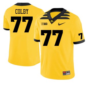 Men Iowa Hawkeyes Connor Colby #77 College Gold Jerseys 400209-720