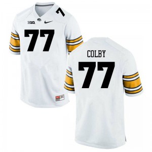 Mens Iowa Hawkeyes Connor Colby #77 White Stitched Jersey 531338-377