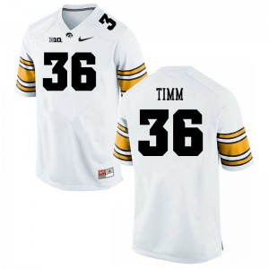 Mens Iowa Hawkeyes Mike Timm #36 White Official Jerseys 936761-845