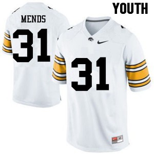 Youth Iowa Hawkeyes Aaron Mends #31 White College Jerseys 615493-185
