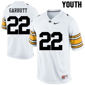 Youth Iowa Hawkeyes Angelo Garbutt #22 Official White Jerseys 410291-814