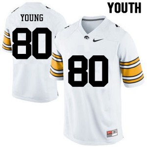 Youth Iowa Hawkeyes Devonte Young #80 White Official Jerseys 846102-503