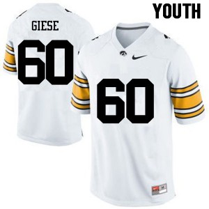 Youth Iowa Hawkeyes Jacob Giese #60 White Official Jerseys 401828-415