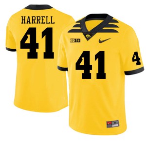 Men's Iowa Hawkeyes Jaden Harrell #41 Stitched Gold Jerseys 756219-138
