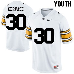 Youth Iowa Hawkeyes Jake Gervase #30 Football White Jerseys 460005-518