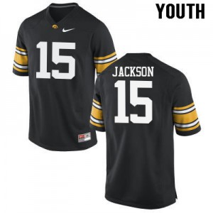 Youth Iowa Hawkeyes Joshua Jackson #15 Stitch Black Jerseys 326275-472