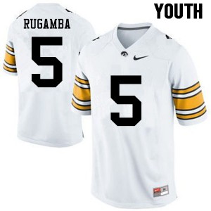 Youth Iowa Hawkeyes Manny Rugamba #5 White Stitch Jerseys 341404-823