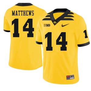Mens Iowa Hawkeyes Quavon Matthews #14 Gold Stitch Jerseys 153265-992