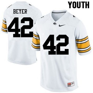 Youth Iowa Hawkeyes Shaun Beyer #42 White Football Jerseys 462535-592