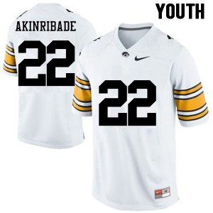 Youth Iowa Hawkeyes Toks Akinribade #22 White Official Jersey 936332-696