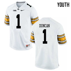 Youth Iowa Hawkeyes Keith Duncan #1 Stitched White Jersey 489272-267