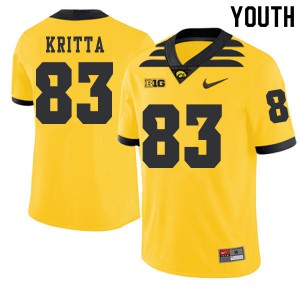 Youth Iowa Hawkeyes Alec Kritta #83 Gold Stitch 2019 Alternate Jersey 893163-532