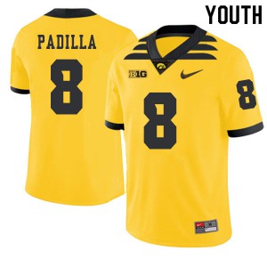 Youth Iowa Hawkeyes Alex Padilla #8 Stitch 2019 Alternate Gold Jerseys 491029-476