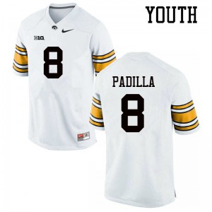 Youth Iowa Hawkeyes Alex Padilla #8 White Player Jersey 514031-694