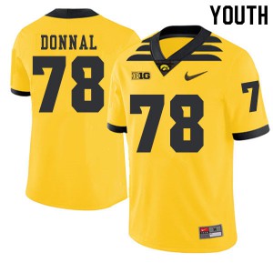 Youth Iowa Hawkeyes Andrew Donnal #78 Stitched Gold 2019 Alternate Jersey 641495-460