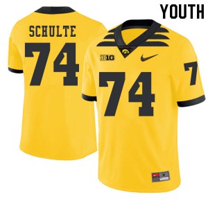 Youth Iowa Hawkeyes Austin Schulte #74 Embroidery 2019 Alternate Gold Jersey 204532-622