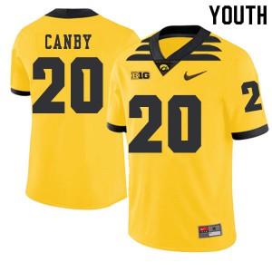 Youth Iowa Hawkeyes Ben Canby #20 Official Gold 2019 Alternate Jerseys 719500-335