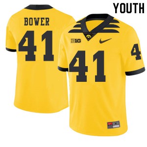 Youth Iowa Hawkeyes Bo Bower #41 2019 Alternate NCAA Gold Jerseys 805022-829