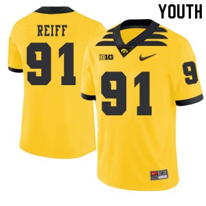 Youth Iowa Hawkeyes Brady Reiff #91 Gold Stitched 2019 Alternate Jerseys 239134-539