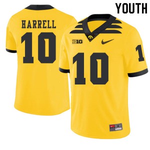Youth Iowa Hawkeyes Camron Harrell #10 2019 Alternate Stitch Gold Jerseys 475868-948