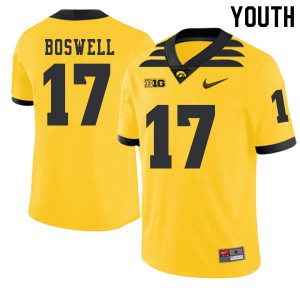 Youth Iowa Hawkeyes Cedric Boswell #17 2019 Alternate Gold Football Jersey 110268-660