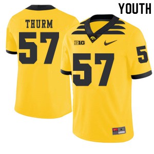 Youth Iowa Hawkeyes Clayton Thurm #57 2019 Alternate Gold Player Jersey 839993-134