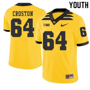 Youth Iowa Hawkeyes Cole Croston #64 2019 Alternate Gold Football Jerseys 317882-786