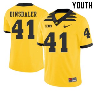 Youth Iowa Hawkeyes Colton Dinsdaler #41 2019 Alternate Embroidery Gold Jerseys 555847-830