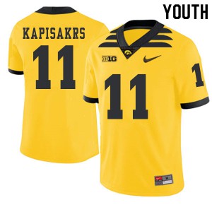 Youth Iowa Hawkeyes Connor Kapisakrs #11 Football 2019 Alternate Gold Jersey 705033-387