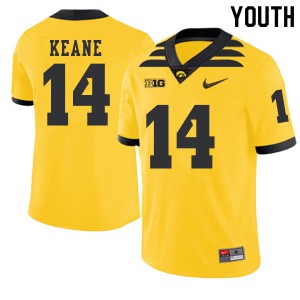 Youth Iowa Hawkeyes Connor Keane #14 2019 Alternate Gold NCAA Jerseys 446954-641