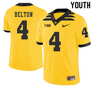 Youth Iowa Hawkeyes Dane Belton #4 High School Gold 2019 Alternate Jersey 403409-448