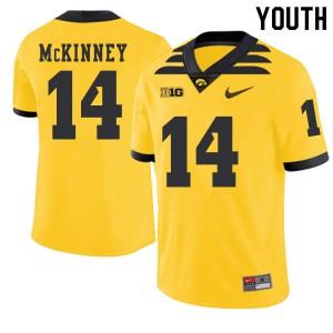 Youth Iowa Hawkeyes Daraun McKinney #14 Gold Stitch 2019 Alternate Jerseys 514796-270
