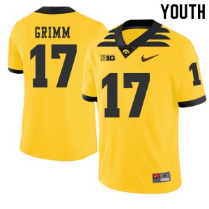 Youth Iowa Hawkeyes Eric Grimm #17 Official Gold 2019 Alternate Jerseys 323153-520