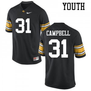 Youth Iowa Hawkeyes Jack Campbell #31 Black NCAA Jersey 695147-868