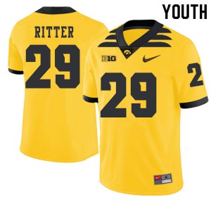 Youth Iowa Hawkeyes Jackson Ritter #29 2019 Alternate Gold Stitched Jerseys 105527-979