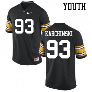 Youth Iowa Hawkeyes Jake Karchinski #93 Official Black Jersey 212138-317