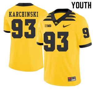 Youth Iowa Hawkeyes Jake Karchinski #93 2019 Alternate Gold College Jersey 803864-159