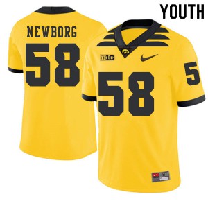 Youth Iowa Hawkeyes Jake Newborg #58 Gold Official 2019 Alternate Jerseys 229573-801