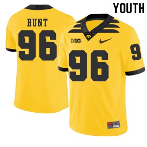Youth Iowa Hawkeyes Jalen Hunt #96 College 2019 Alternate Gold Jerseys 179122-244