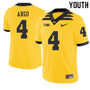 Youth Iowa Hawkeyes Joe Argo #4 Gold Stitched 2019 Alternate Jerseys 578433-937