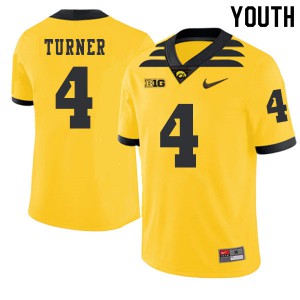 Youth Iowa Hawkeyes Josh Turner #4 2019 Alternate Gold Player Jersey 380200-173