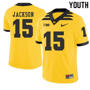 Youth Iowa Hawkeyes Joshua Jackson #15 Stitched Gold 2019 Alternate Jersey 689097-916