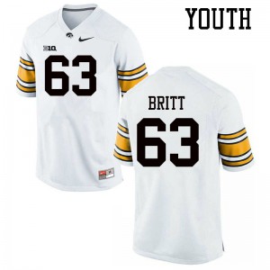 Youth Iowa Hawkeyes Justin Britt #63 Football White Jerseys 565643-543