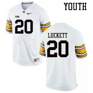 Youth Iowa Hawkeyes Keontae Luckett #20 Stitched White Jersey 907539-620